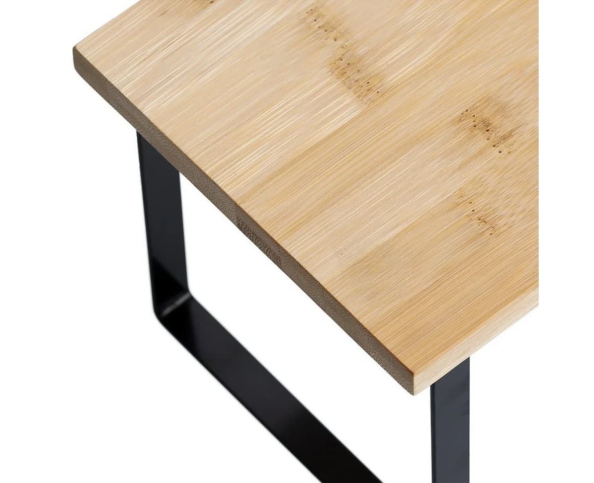 Basera® Regal aus Bambus und schwarzem Metallgestell, stapelbar