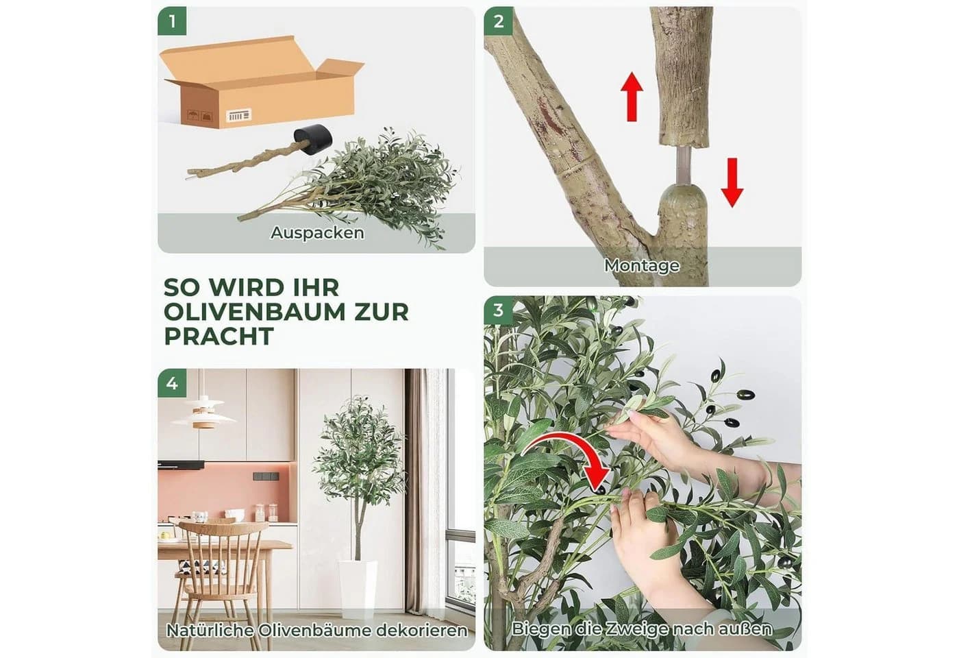 LuxusKollektion Künstlicher Olivenbaum 150cm Grün Schwarz