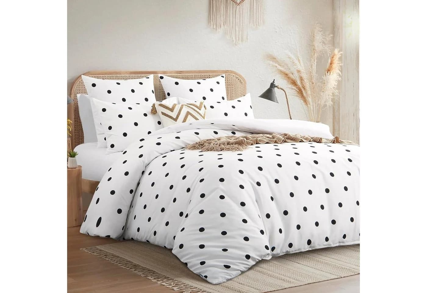 LuxusKollektion Bettwäsche 200x200 Weiß Polka Dot Mikrofaser