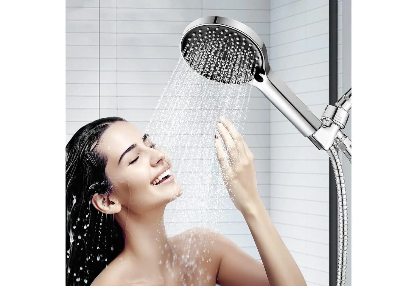 LuxusKollektion Handbrause Duschkopf Schwarz Regendusche Wassersparend