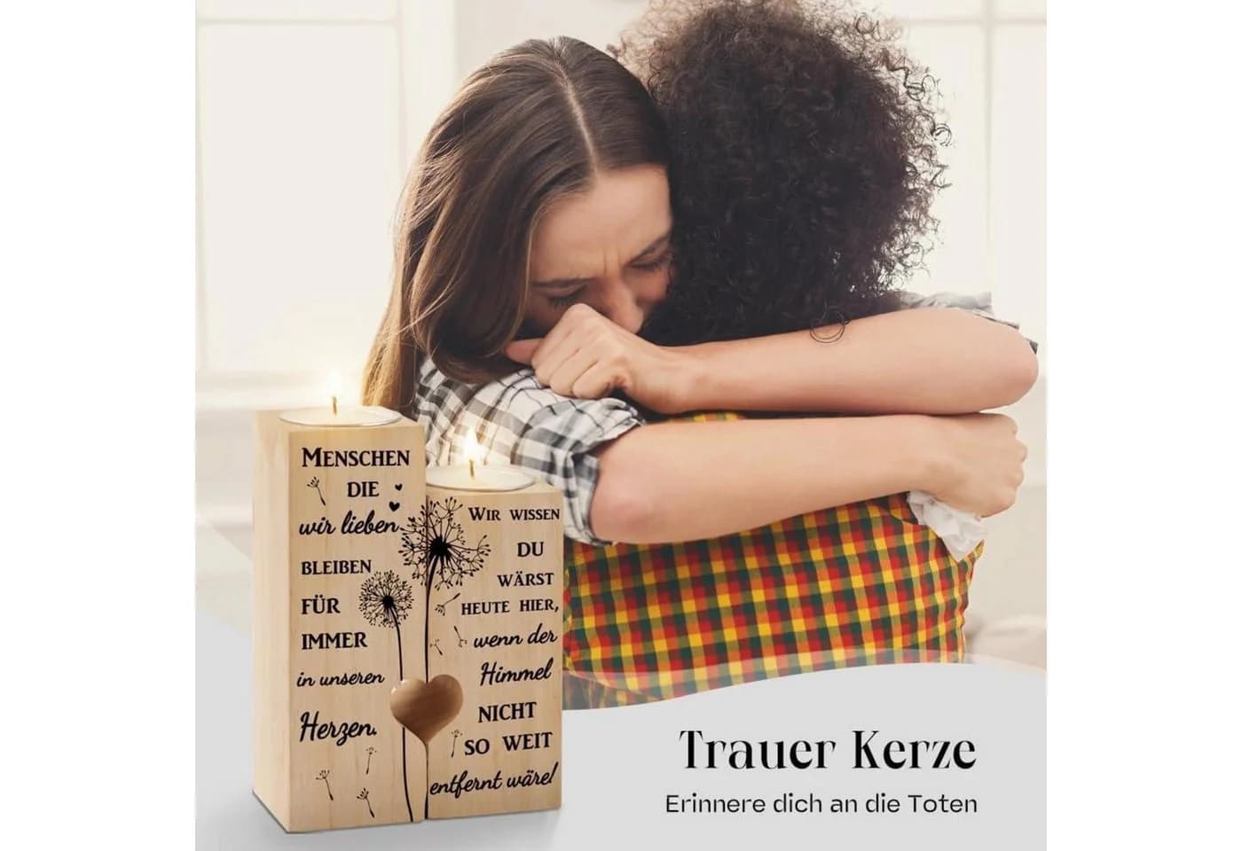 KAAYEE Herzförmiger Teelichthalter Trauergeschenk Holz