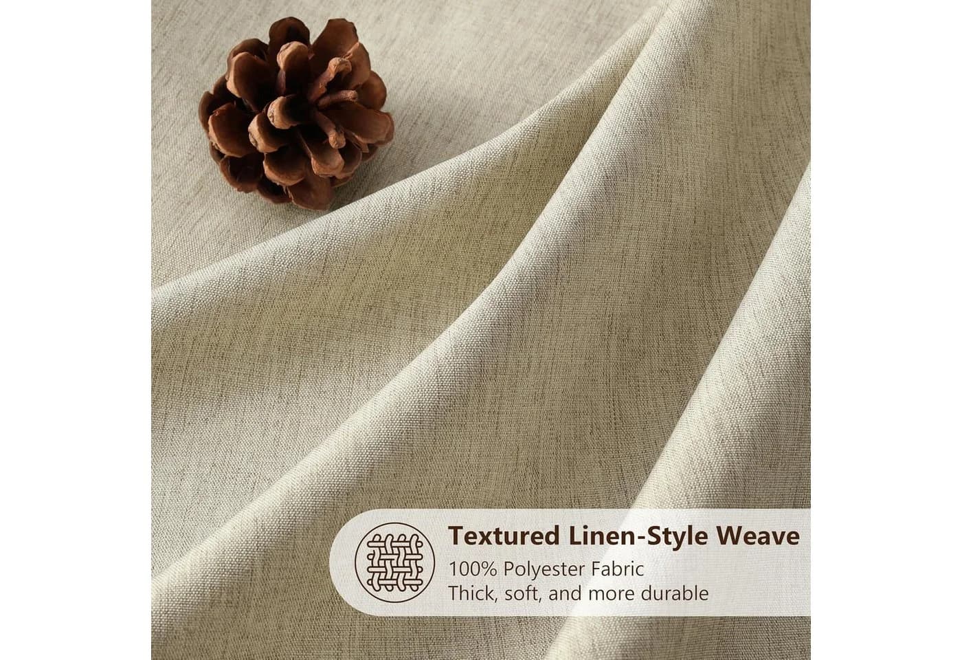 LuxusKollektion Duschvorhang Taupe Leinenoptik wasserdicht mit Metallhaken
