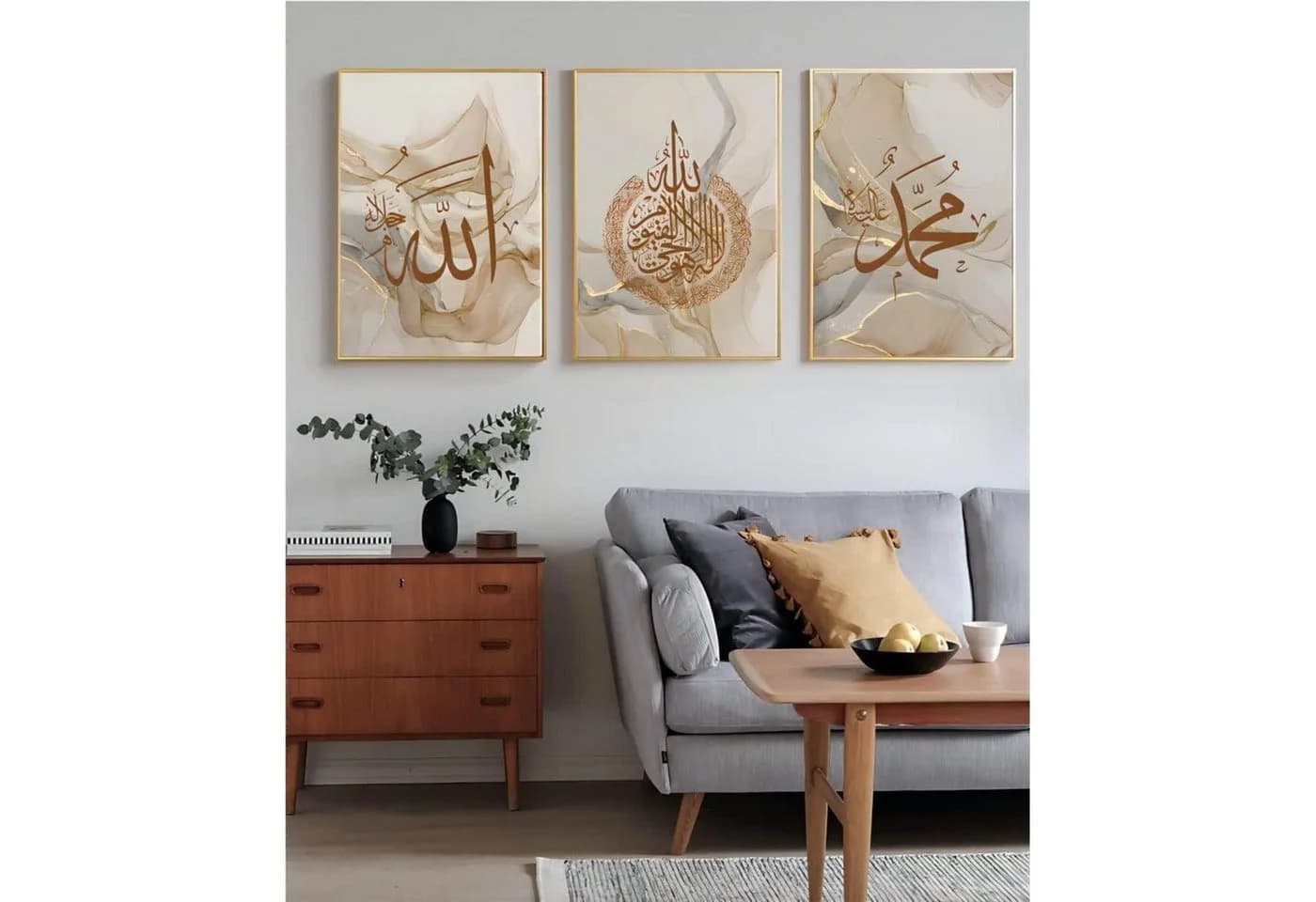 LuxusKollektion Leinwandbild 3-teilig Silber Marmor Gold Islam