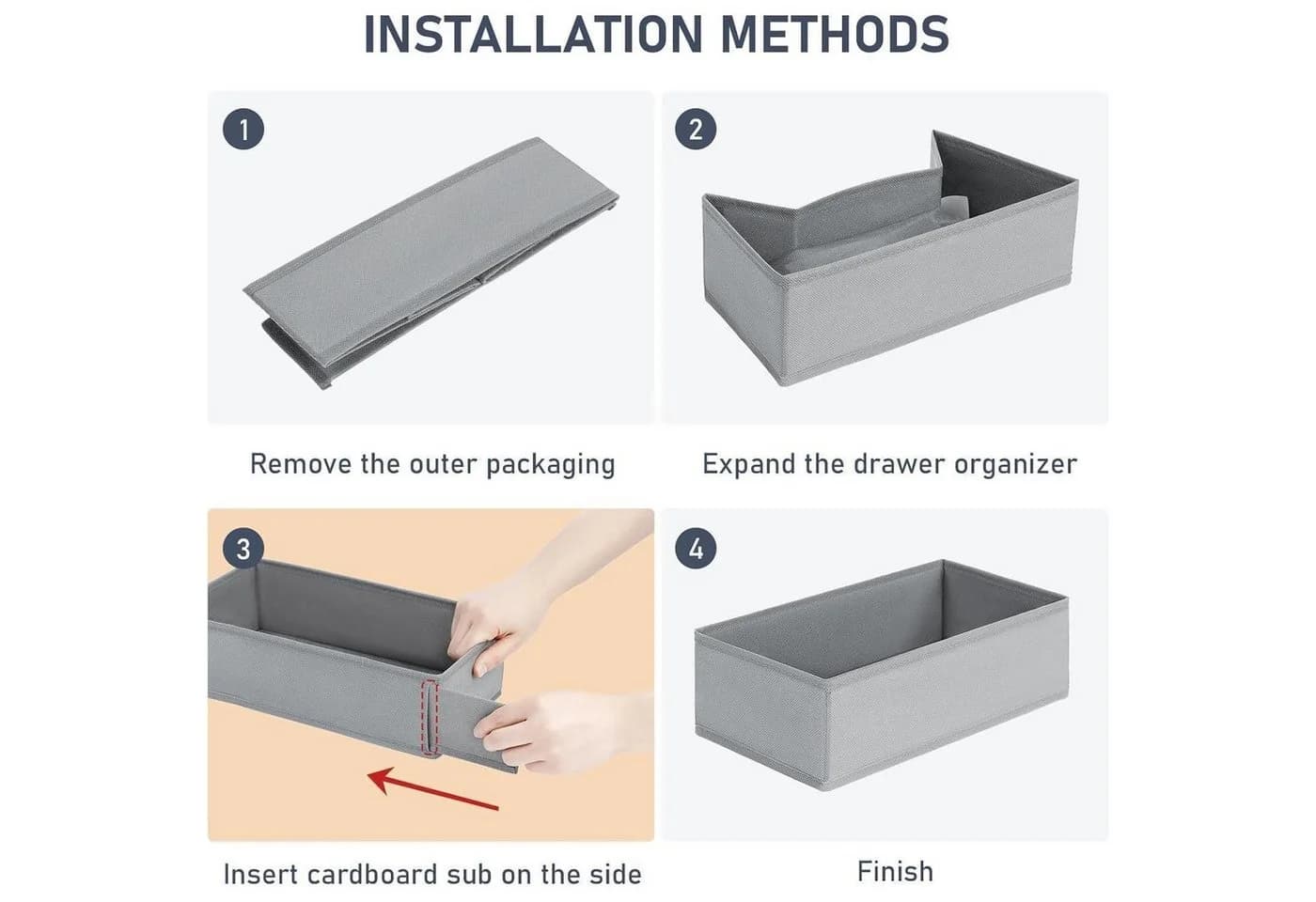 LuxusKollektion Schubladen Organizer 12 Stück Grau Faltbar