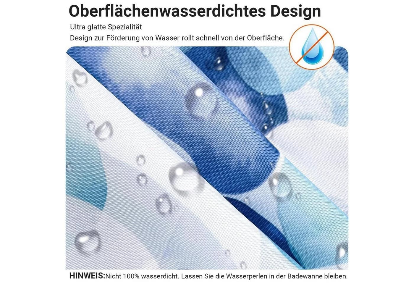 LuxusKollektion Duschvorhang 80x180cm Polyester Blau Blütenblätter