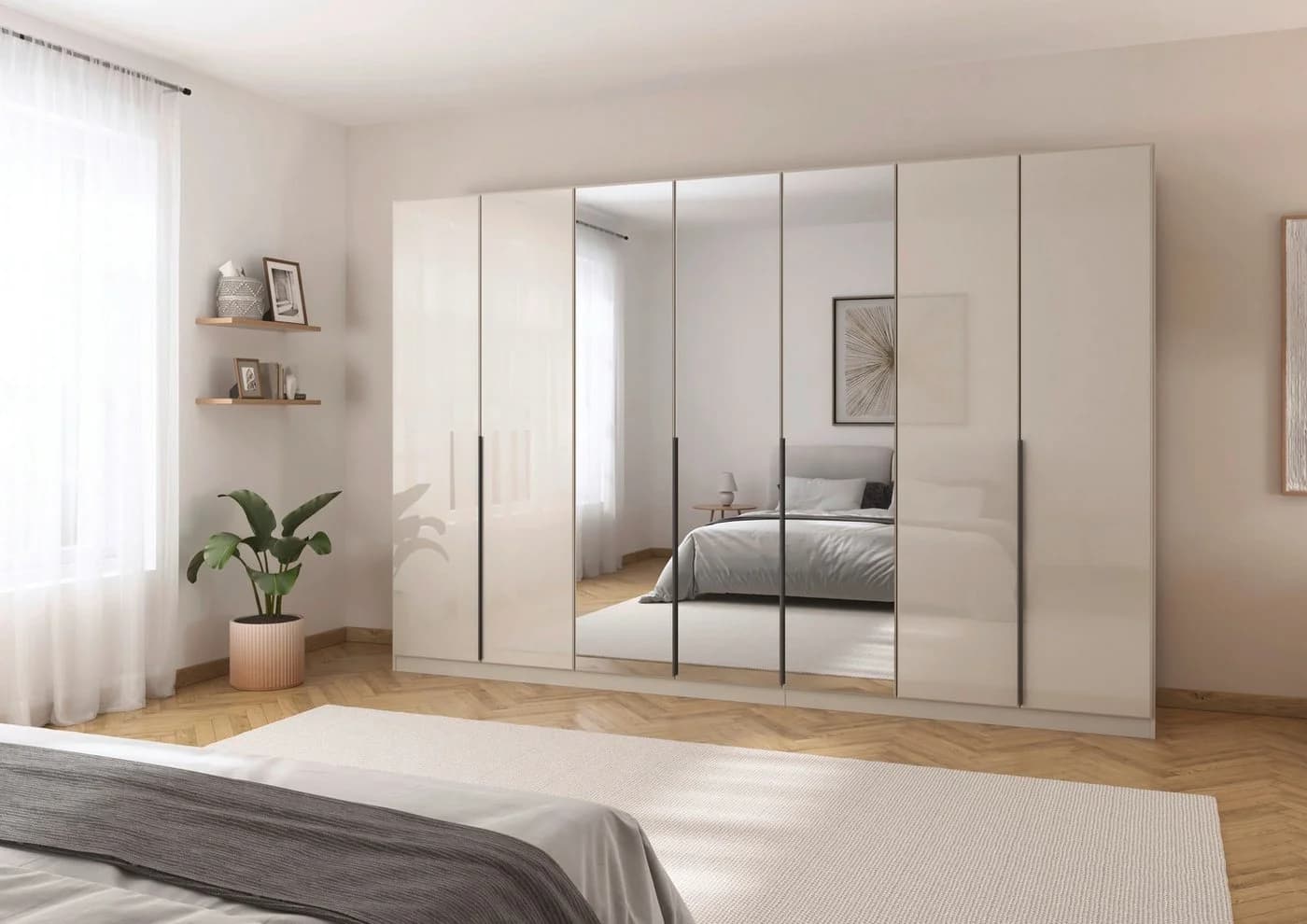 OTTO HOME Drehtürenschrank AGORDO Beige Glasfront