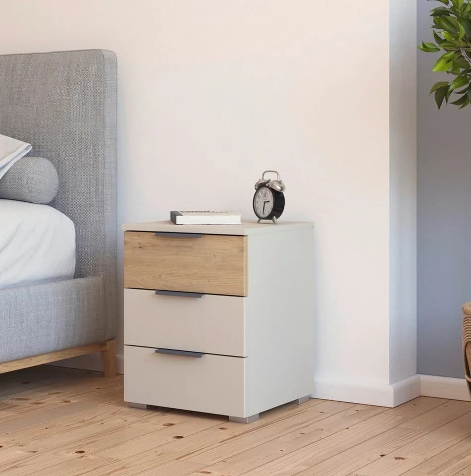 Nachtkommode RAUCH SAJO 3 Schubladen Beige Eiche Artisan
