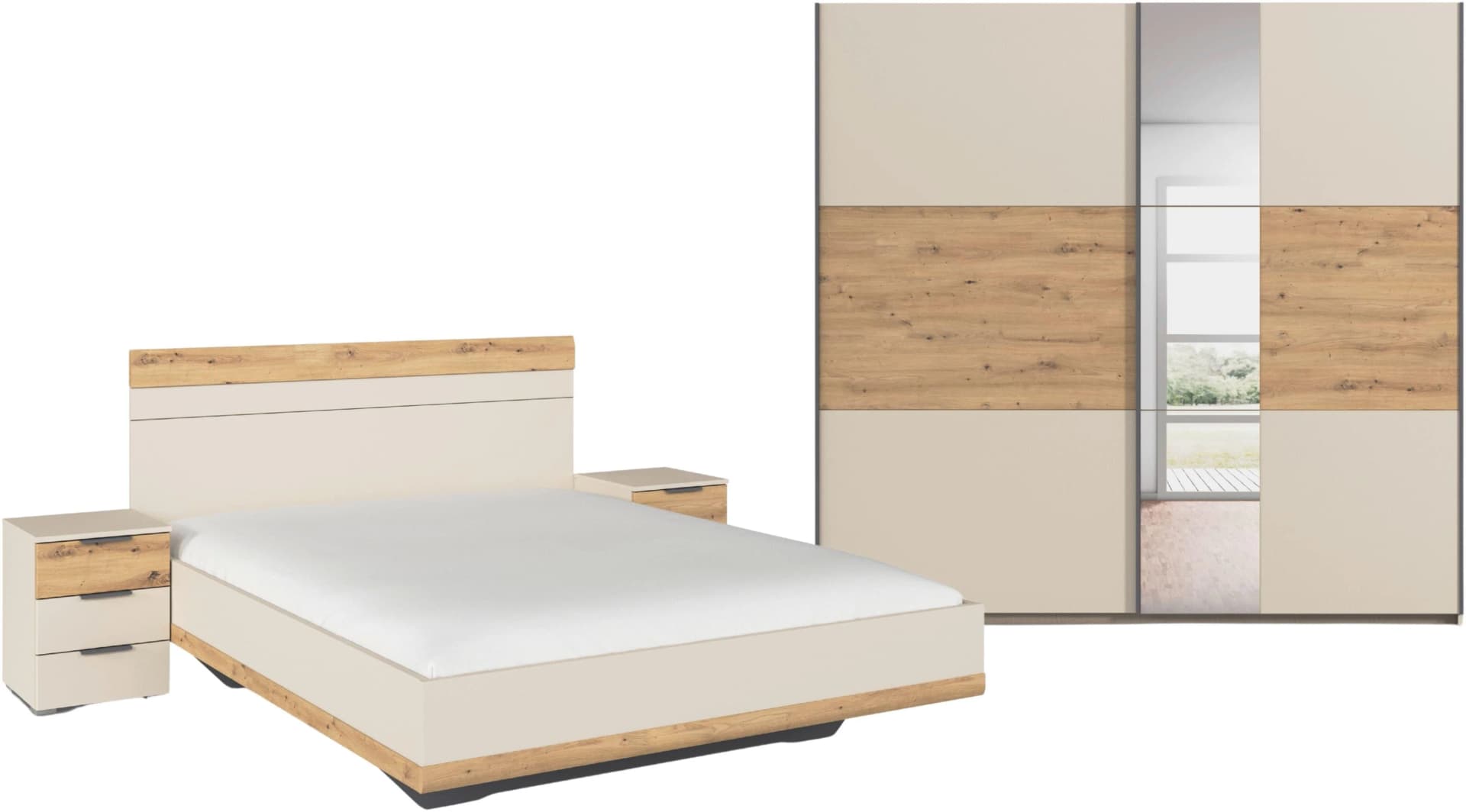 Schlafzimmer-Set RAUCH Sajo Beige Doppelbett