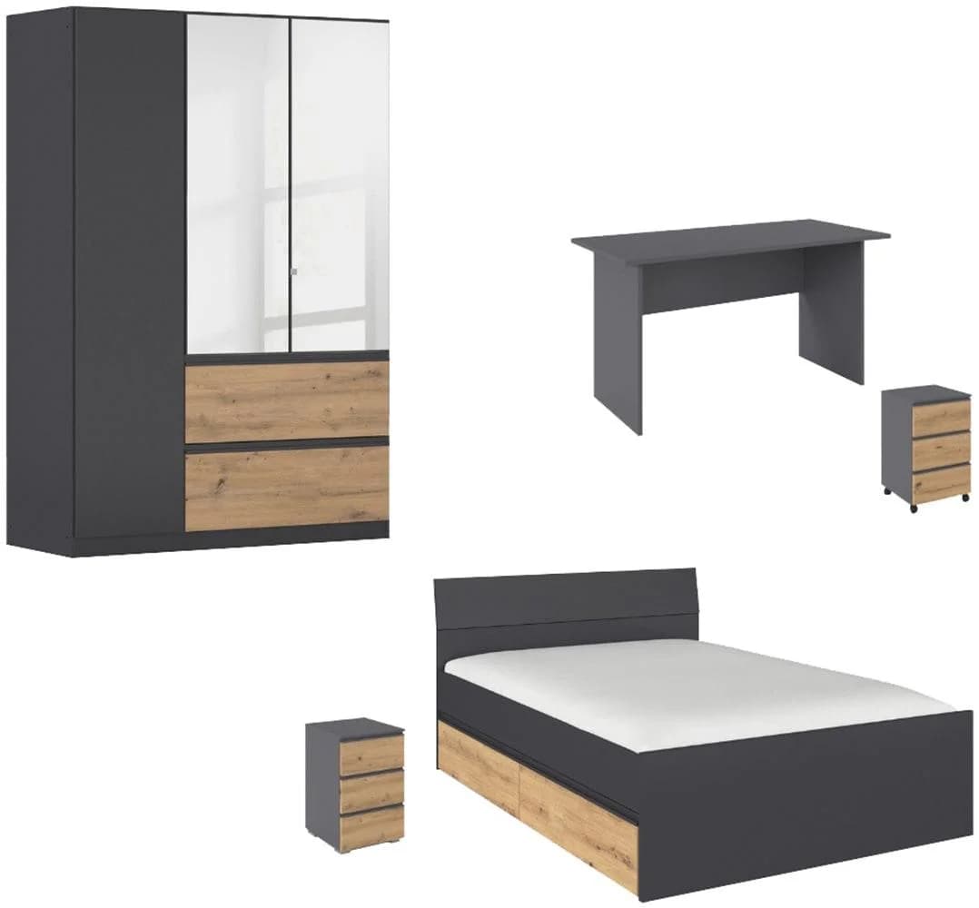Rauch Jugendzimmer-Set JOEL 5-tlg. Bett 90x200 oder 140x200 cm