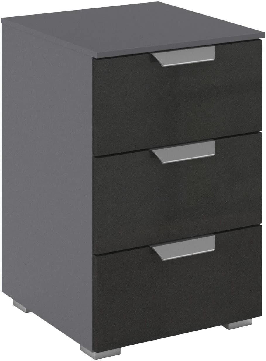 Nachtkommode RAUCH ORIAS Grau Hochglanz 3 Schubladen