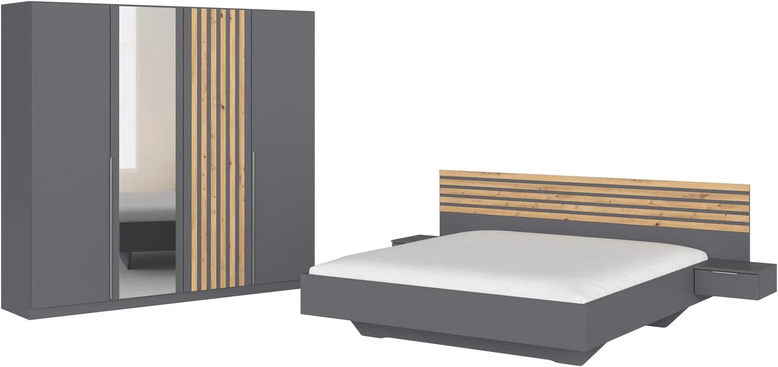 Rauch Komplettzimmer Set Bett 180 cm Schrank 226 cm