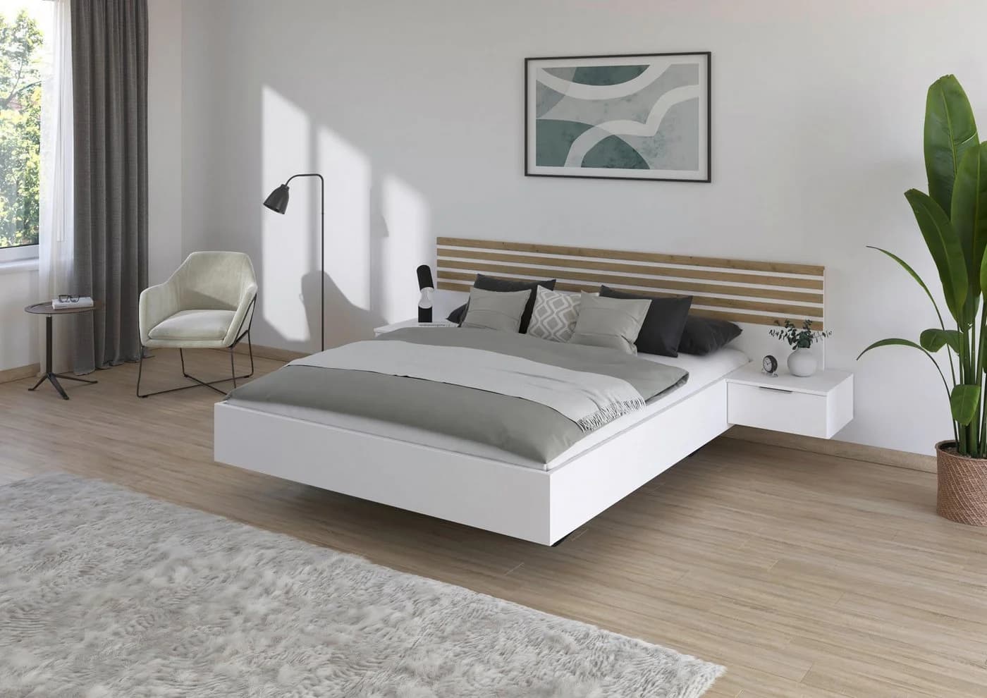 Rauch Bettanlage Lamella Doppelbett 160x200 cm alpinweiß