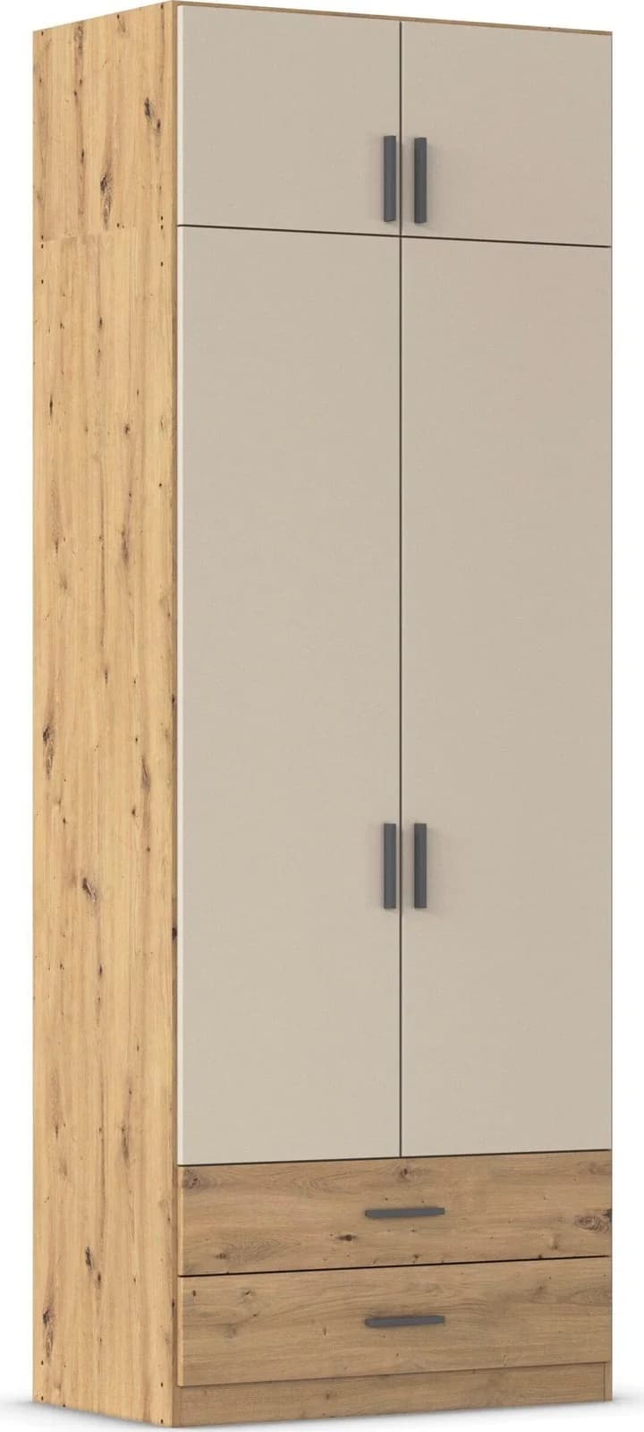 Kleiderschrank RAUCH Garderobe Wäscheschrank Eiche Artisan Champagner