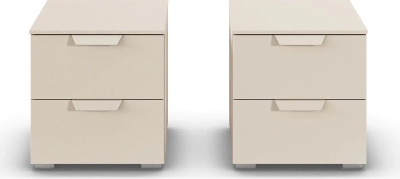 Nachtkommode RAUCH Costa Set mit Metallgriffen Beige