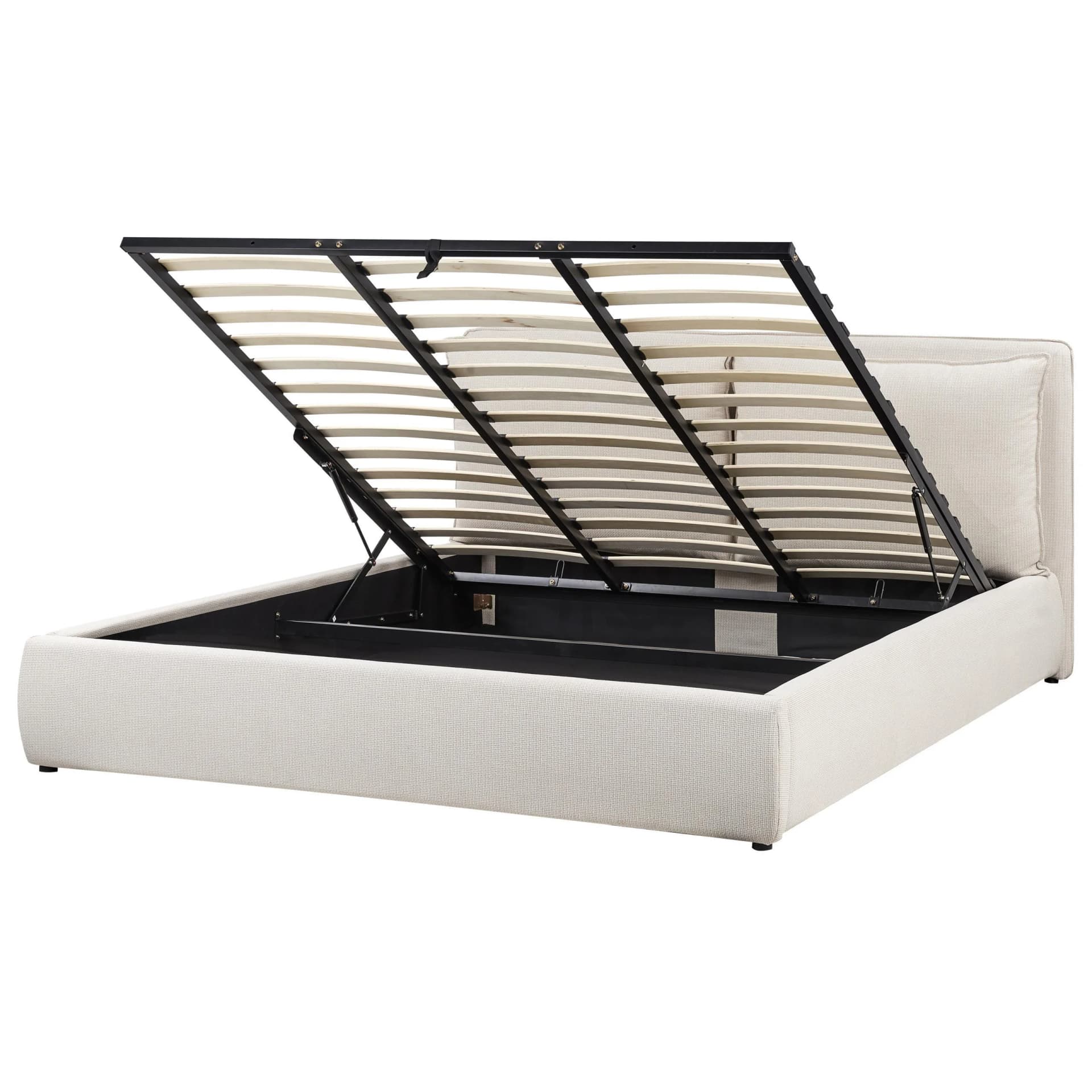 Beliani Bett mit Stauraum 180x200 cm Beige Bajonna