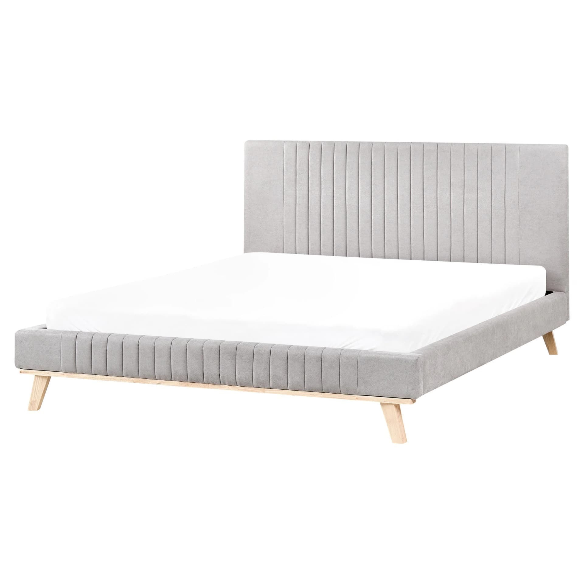 Beliani Bett Talence mit Lattenrost 160x200 cm Hellgrau Braun