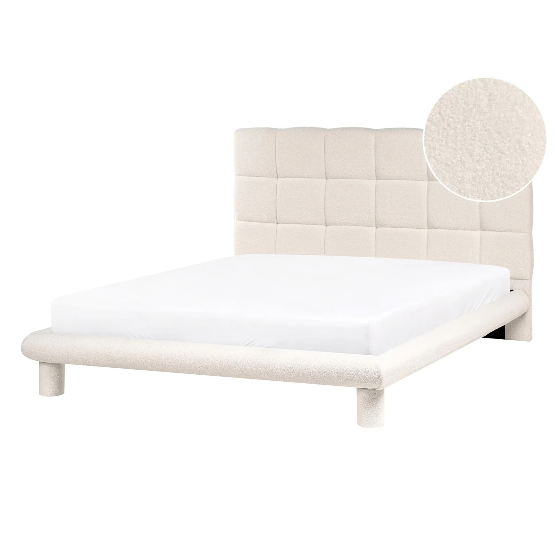 Beliani Bett mit Lattenrost 140x200 cm Cremeweiß