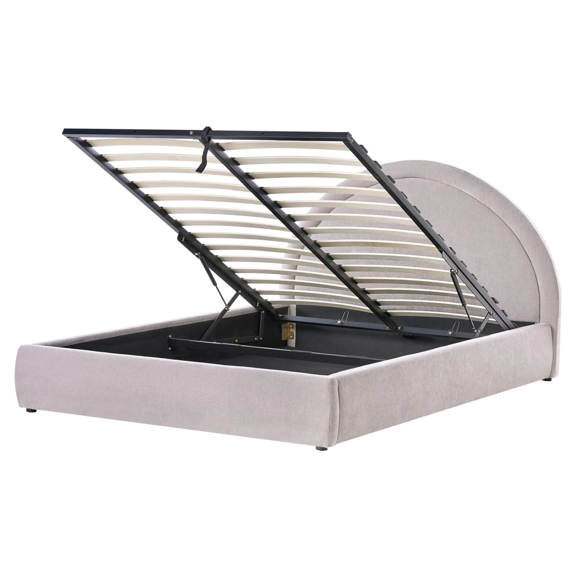 Beliani Bett mit Stauraum Beige Grau 160x200 cm