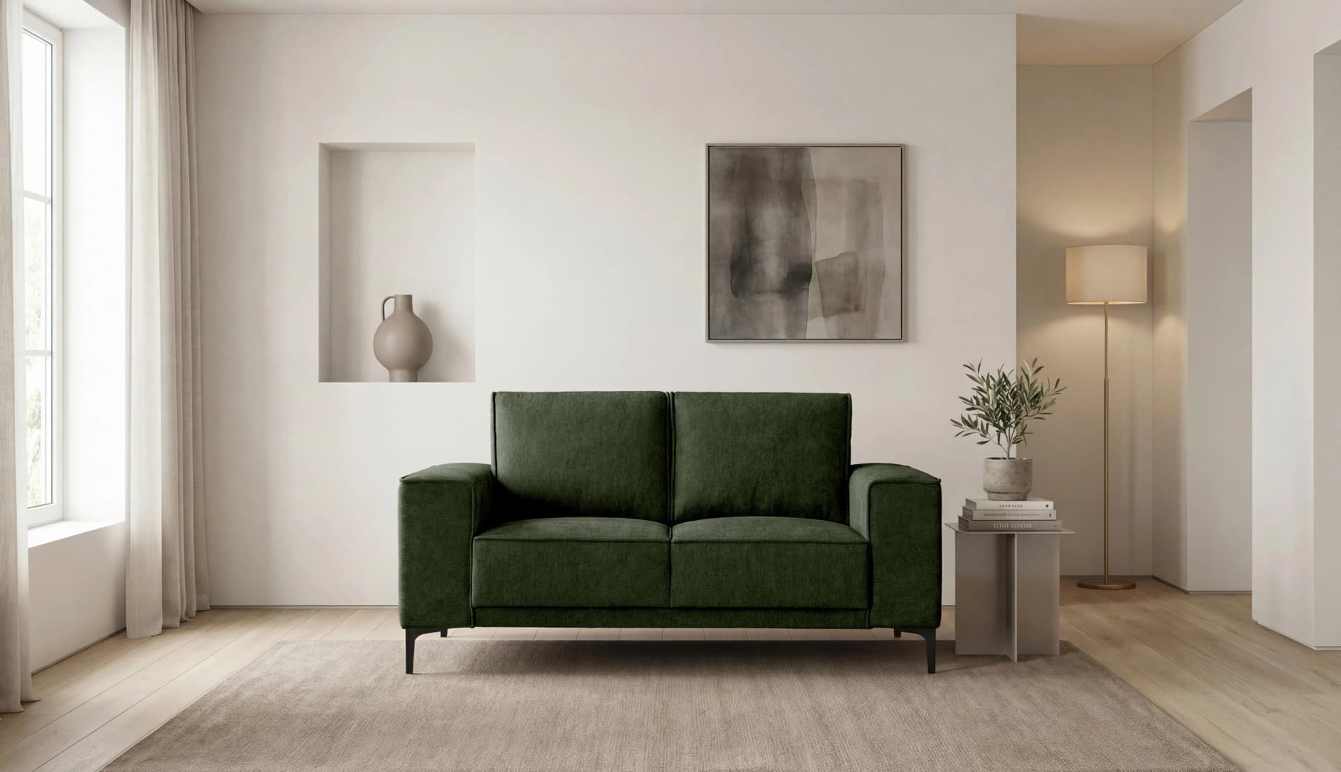OTTO HOME 2-Sitzer Sofa Oland Grün Skandi Design Bouclé