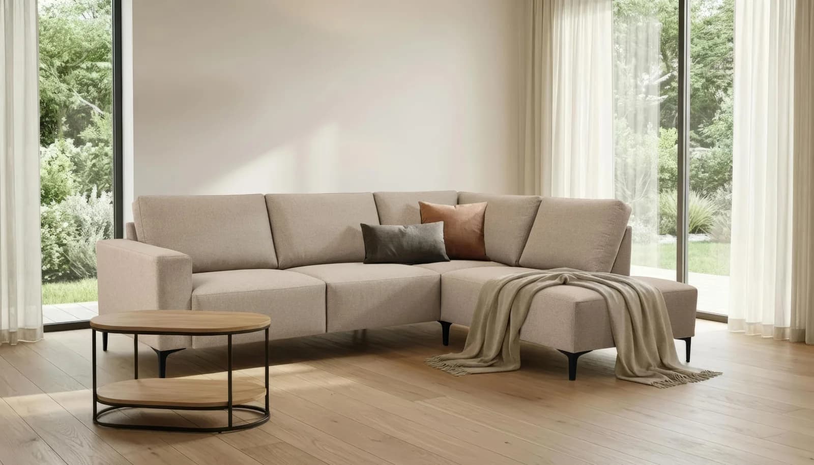 HOME AFFAIRE Ecksofa Tournon L-Form Braun Chenille