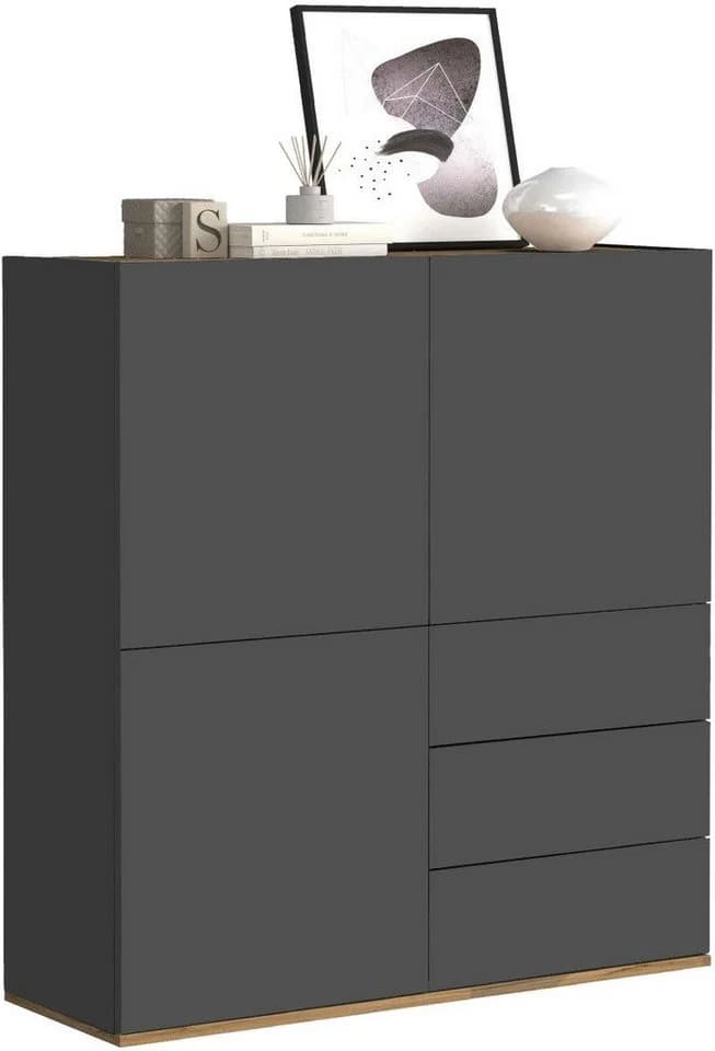 OTTO HOME GARDA Highboard 3 Türen 3 Schubladen Anthrazit Eiche