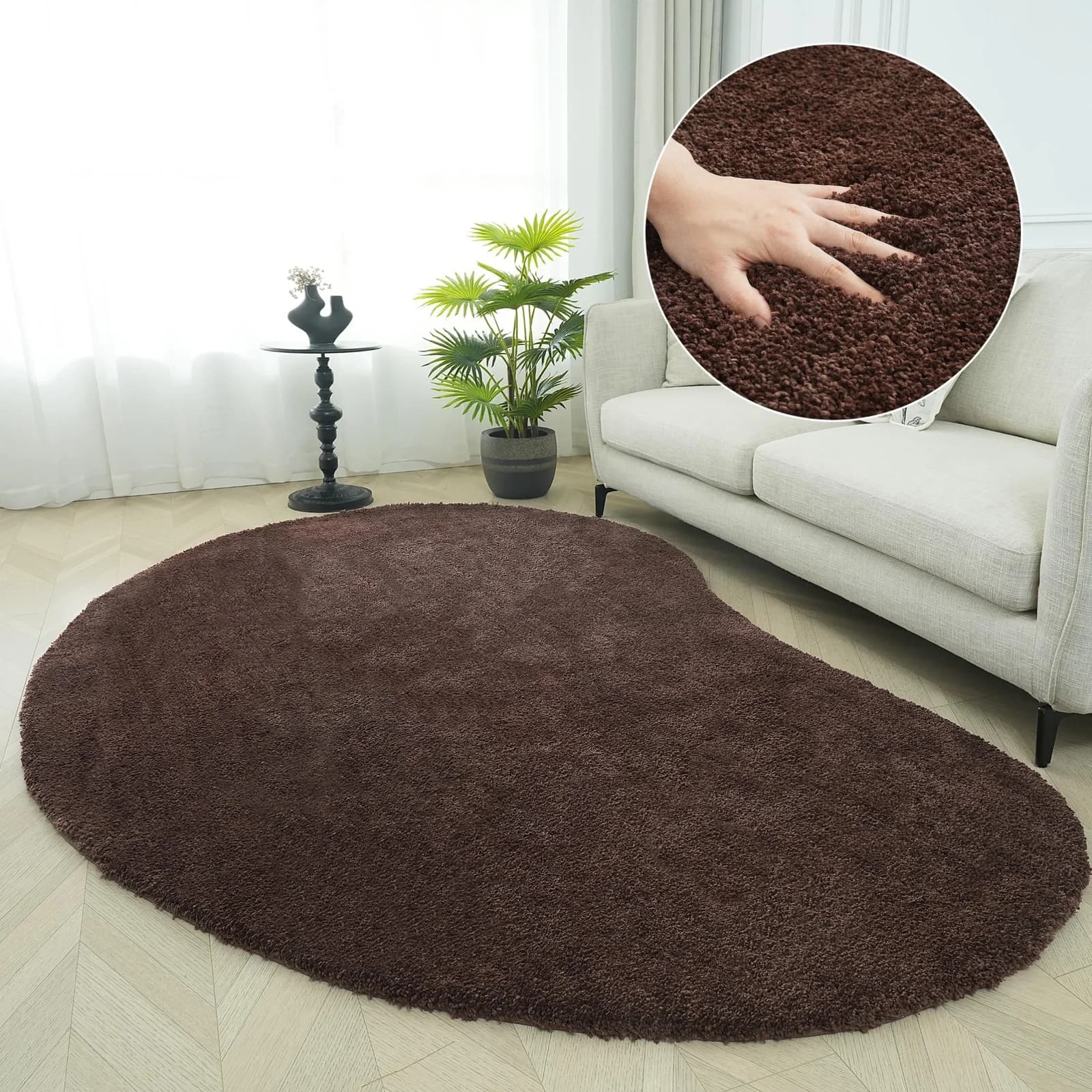 Hochflor-Teppich Halrum Braun Einfarbig U-förmig Modern