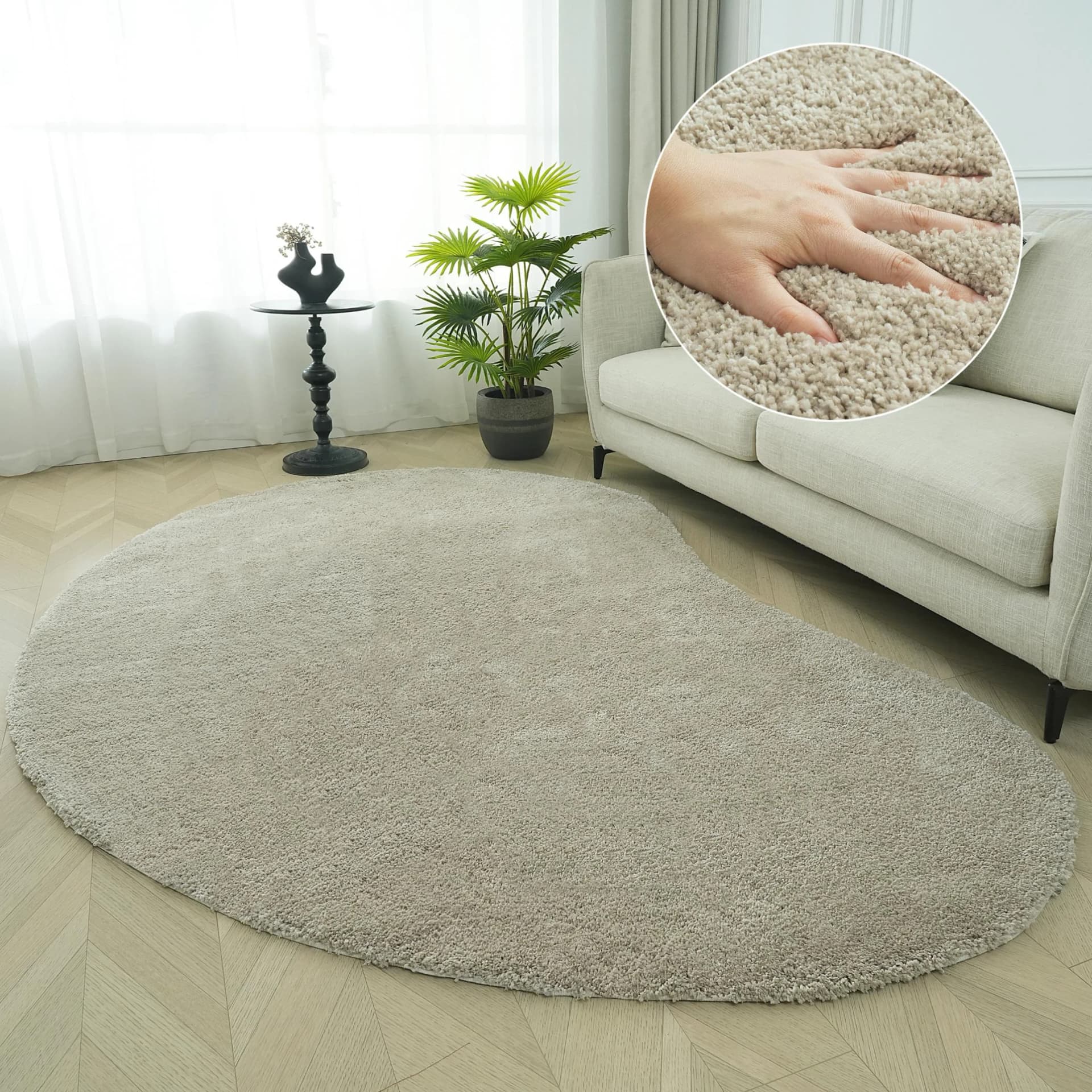 Hochflor-Teppich Halrum Beige U-förmig LeGer Home by Lena Gercke