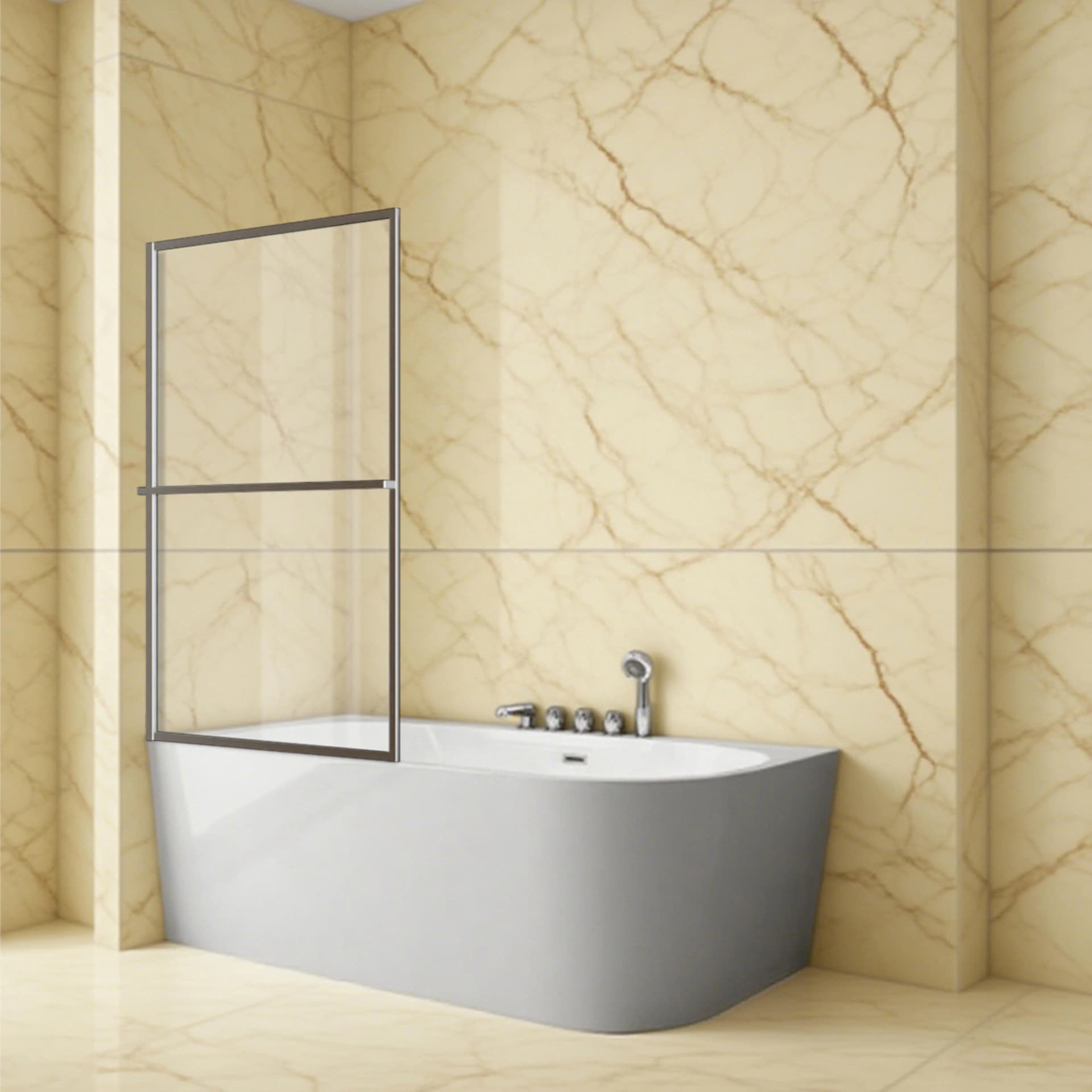 welltime Badewannenaufsatz Block, Einscheibensicherheitsglas, 6mm ESG und Antikalkversiegelung