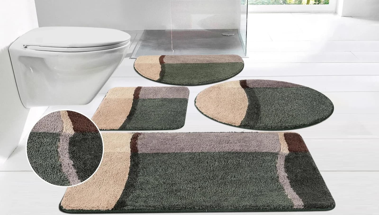 Badematte MY HOME Belio Badvorleger Dunkelgrün Kunstfaser