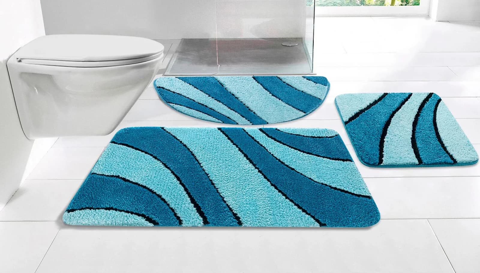 Badematte MY HOME Anna Badvorleger Badteppich Blau Türkis Wellen