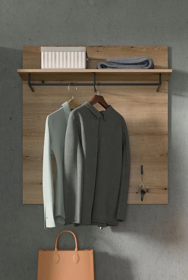 HOME AFFAIRE Garderobenpaneel Siena Eiche mit Haken und Stange
