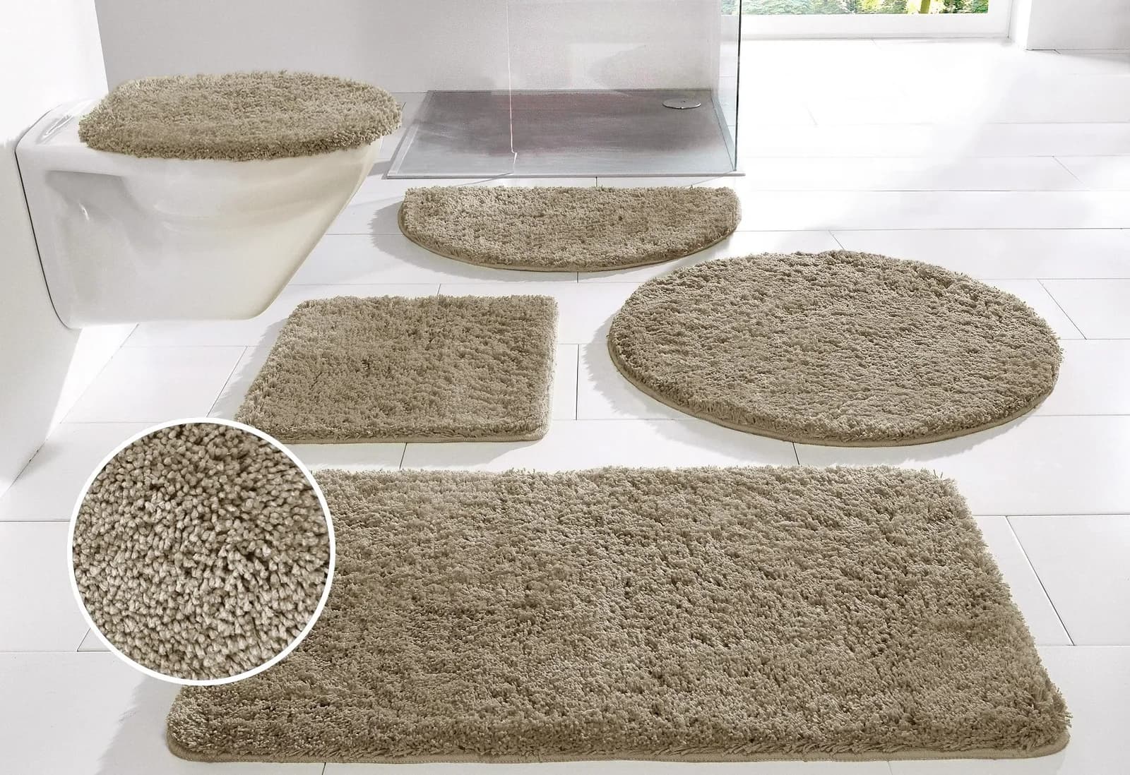 Badematte MY HOME Inga, Badvorleger Taupe, Polyester