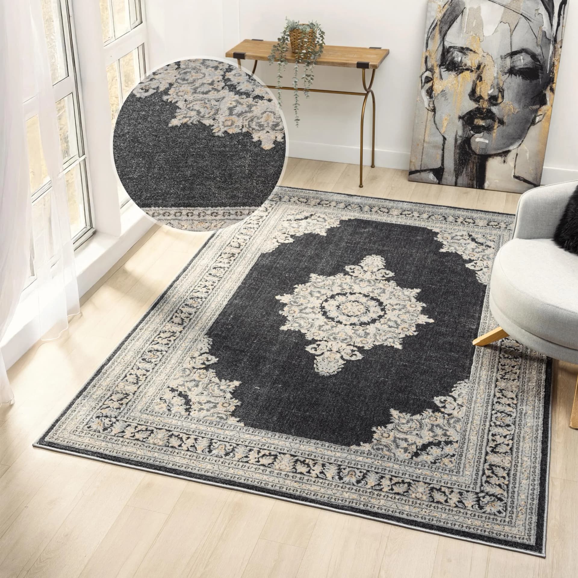 OTTO HOME Teppich Banli Vintage-Look Orientalisch Dunkelgrau