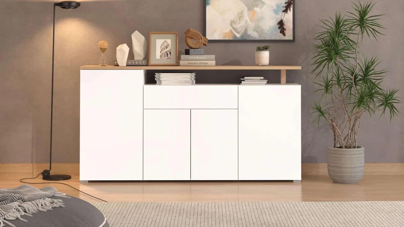 INOSIGN Sideboard Aterno Kommode Anrichte Weiß Push-to-open Funktion