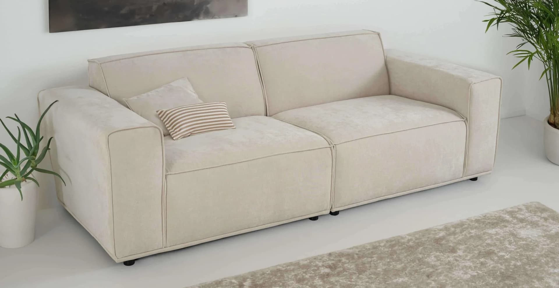 Home Affaire Avelin 3-Sitzer Sofa Beige Chenille Skandi