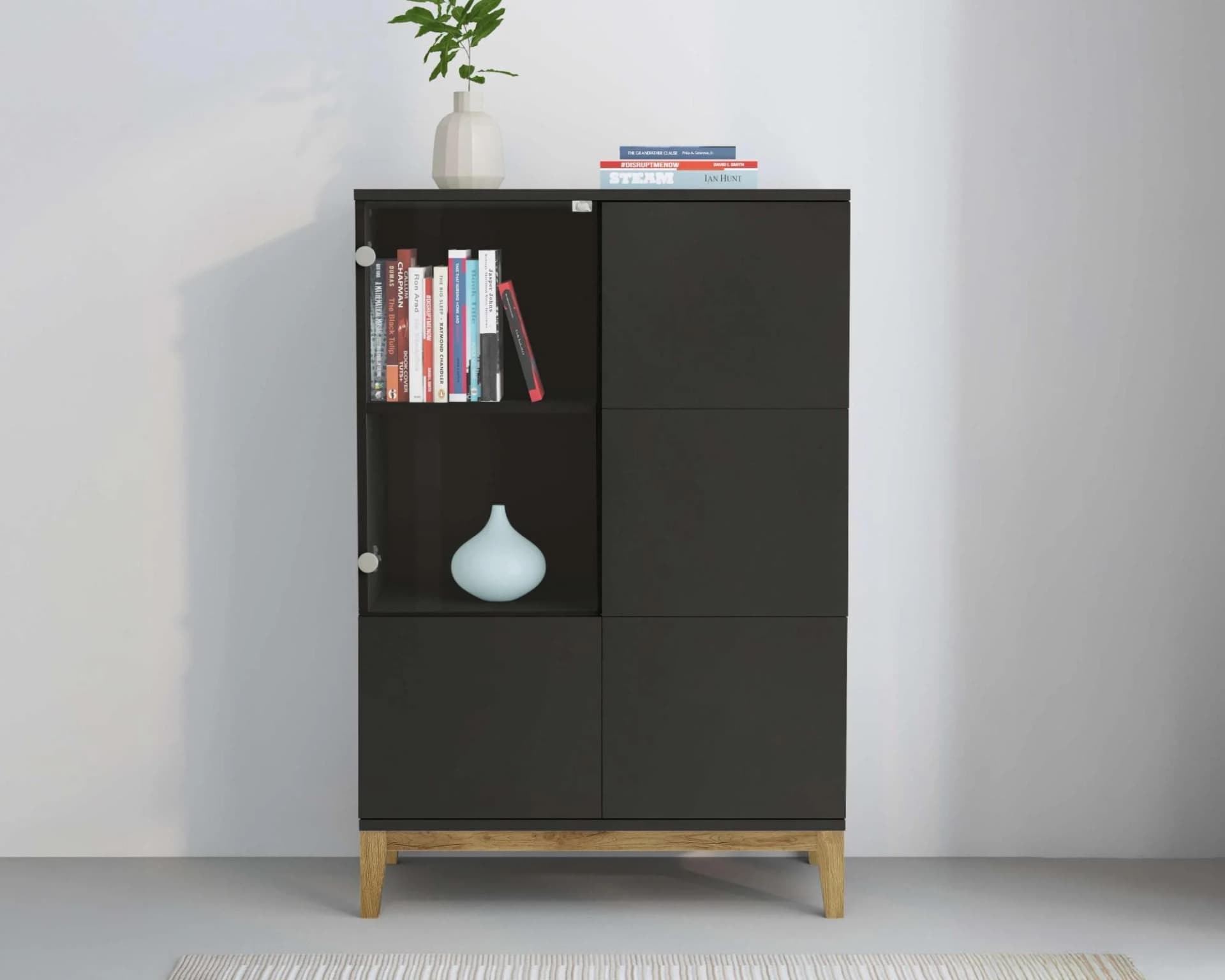 Highboard ANDAS Maryd Grau Wotan Eiche