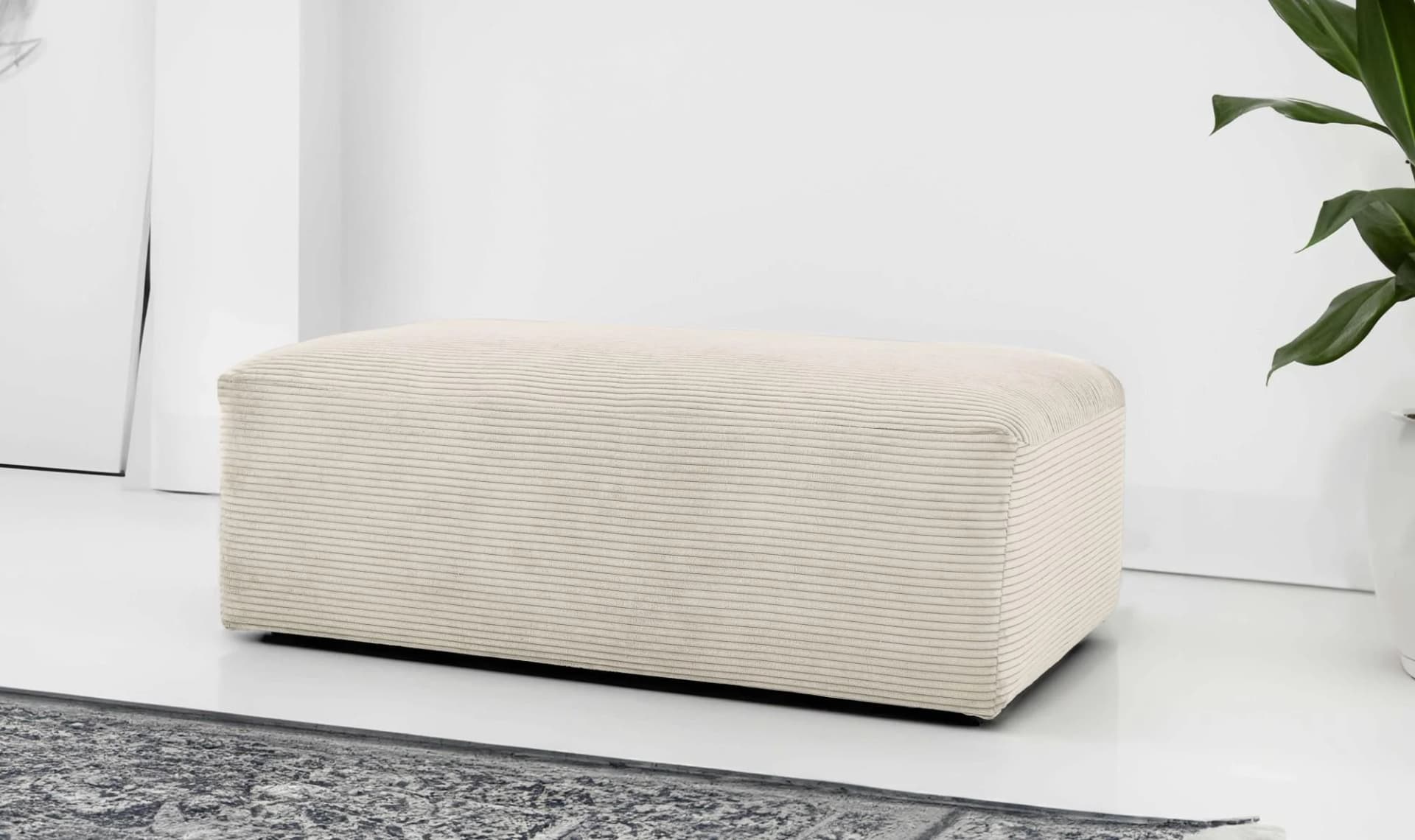 INOSIGN Polsterhocker Koa Beige Cord Polyätherschaum
