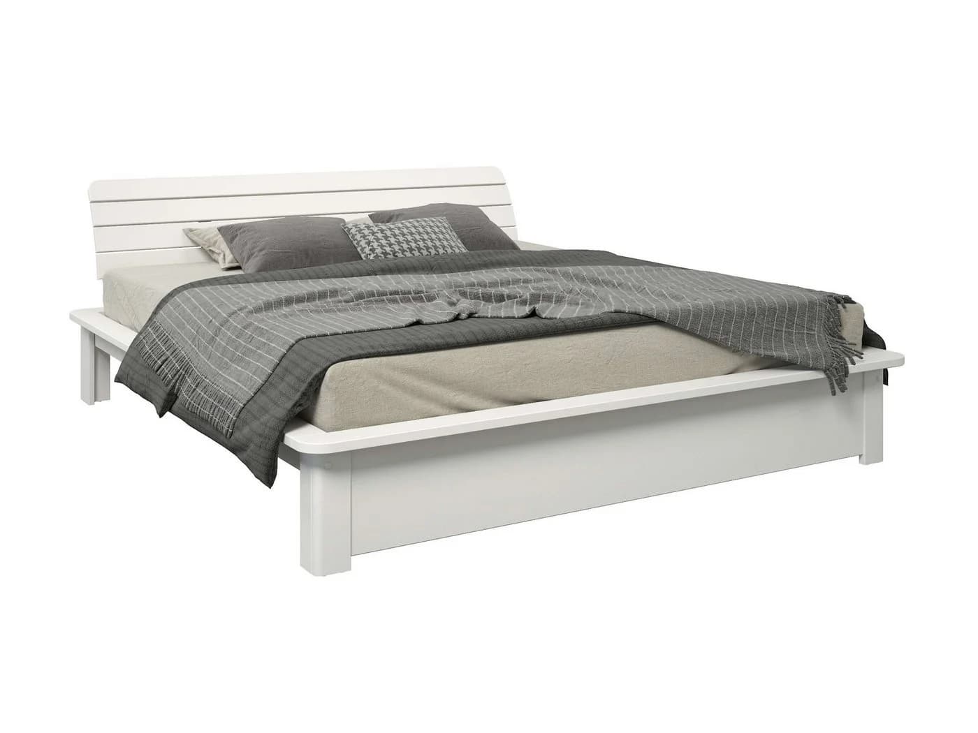 Massivholzbett Antri Futonbett Ergonomisch Geformtes Kopfteil Weiß