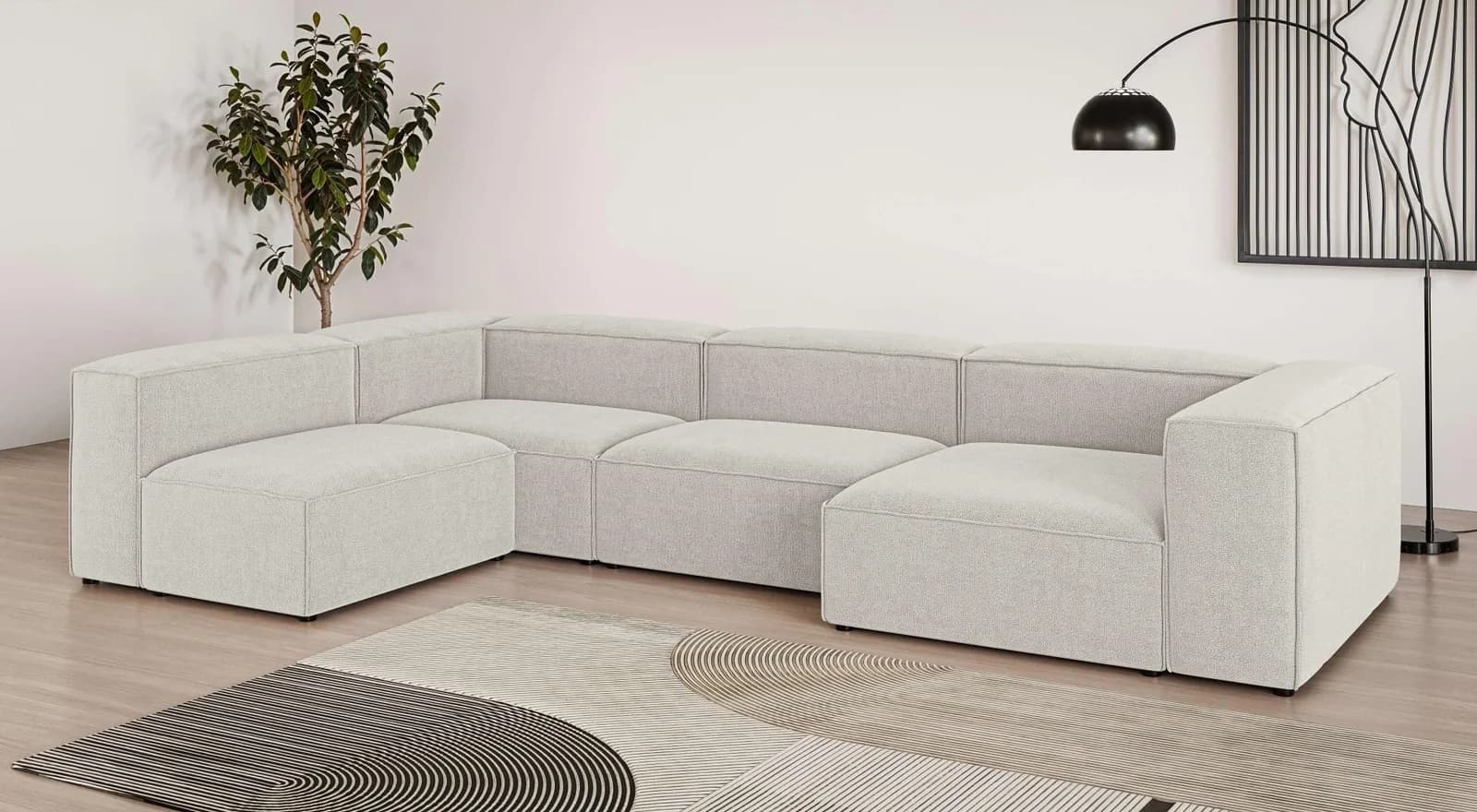 Wohnlandschaft OTTO HOME HAILY U-Form mit Ottomane links/rechts, 360x200x72 cm, creme