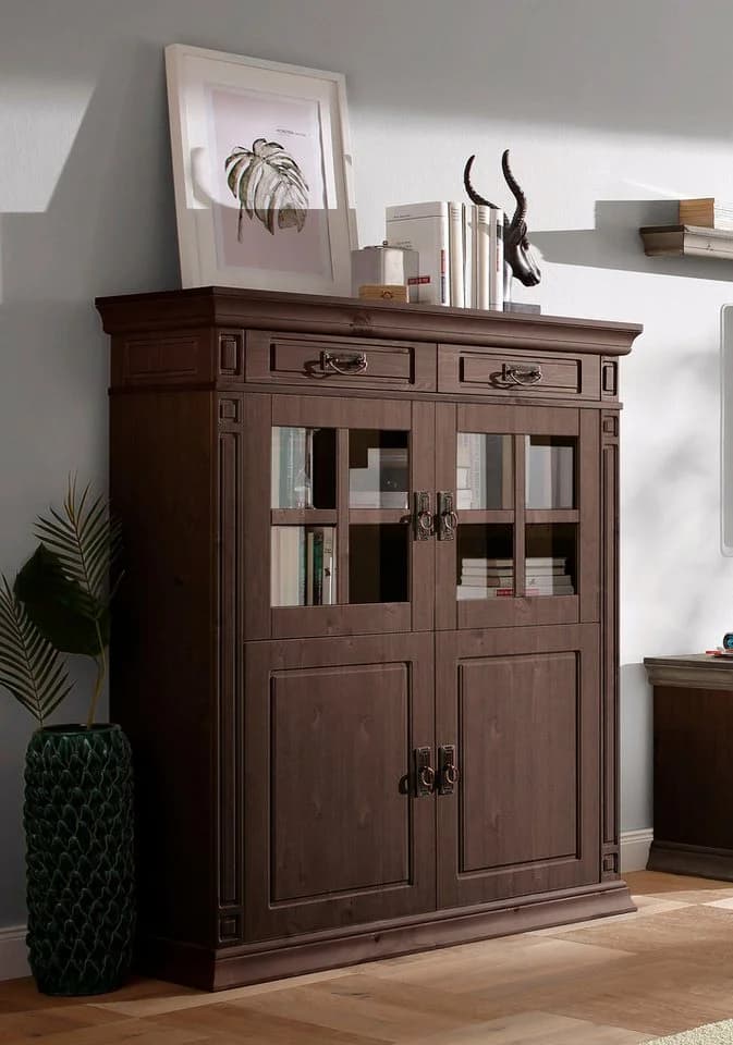 OTTO HOME Vinales Highboard Dunkelbraun Massivholz