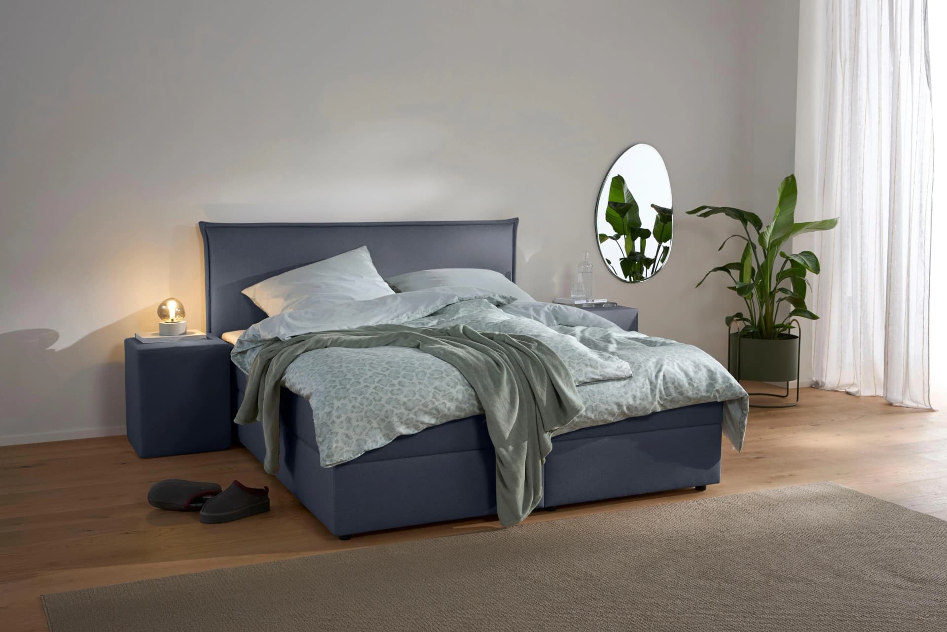 Boxbett S.OLIVER "Alissia" Denim-Blau Komplettbett mit Bettkasten