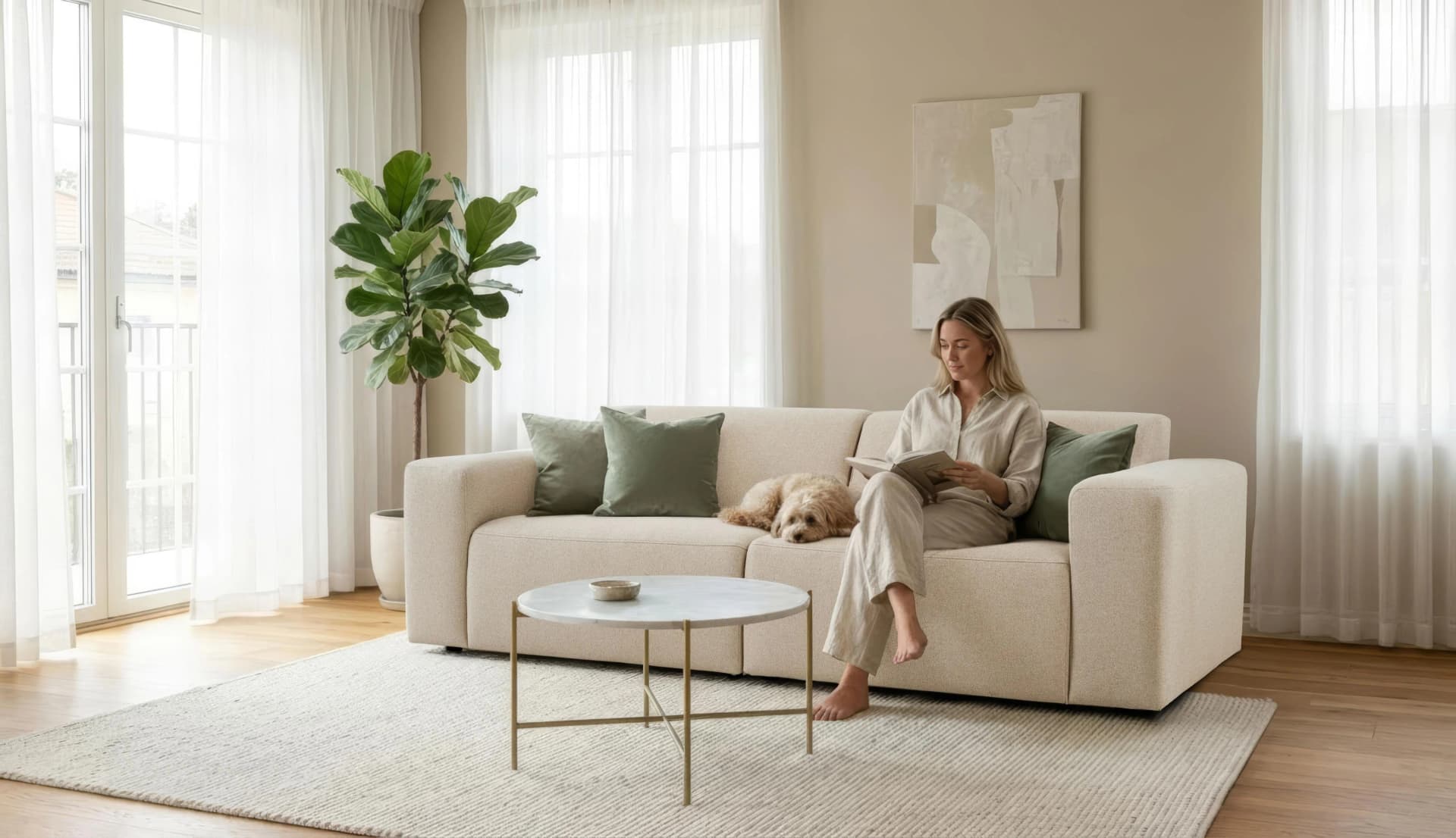 OTTO HOME Koa 3-Sitzer Sofa Beige Webstoff