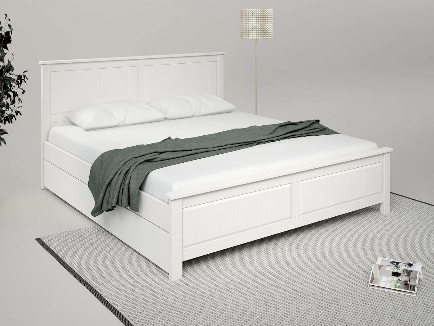 Massivholzbett Northwood Landhausstil Kiefer Massivholz Weiß