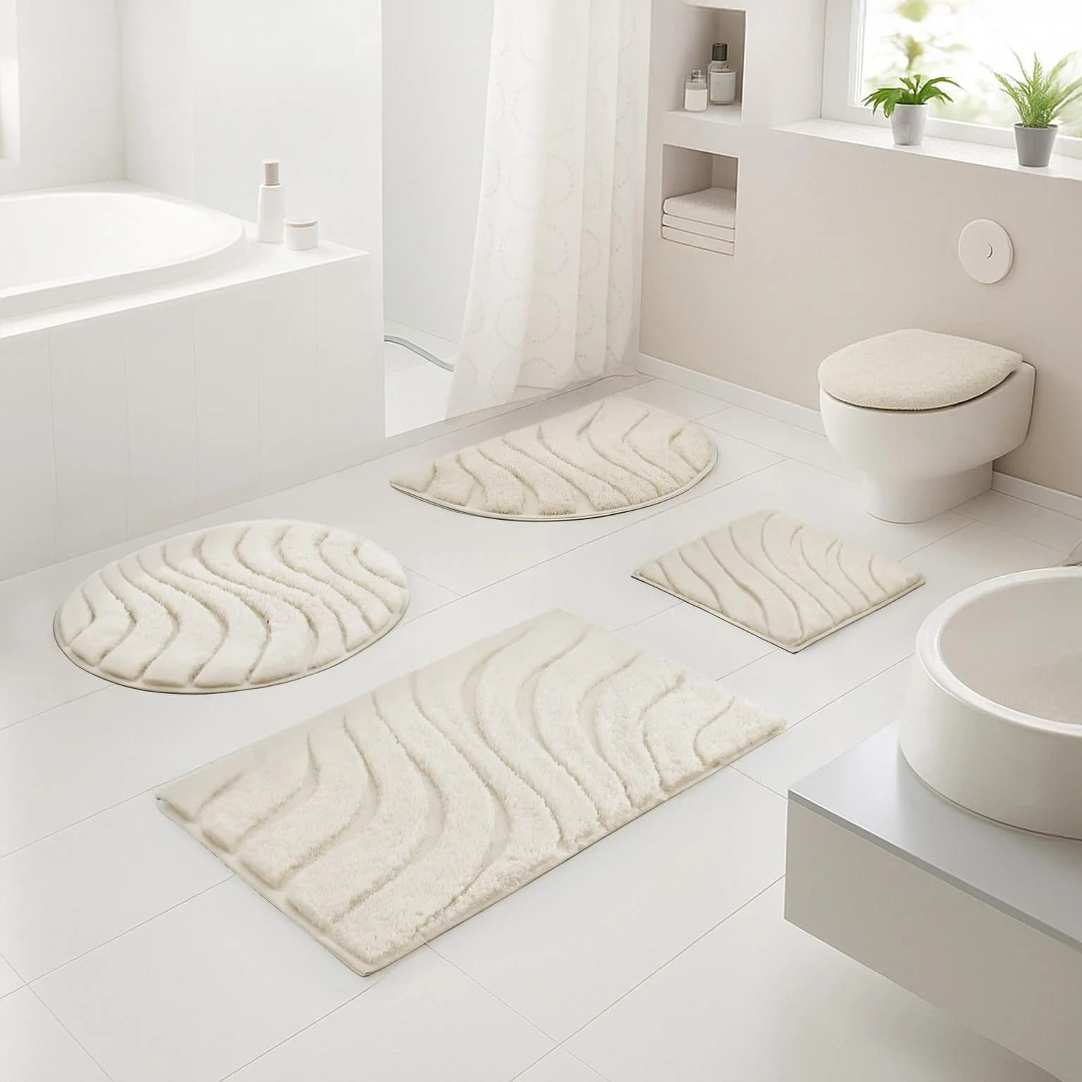 OTTO home Badematte Levii Creme Polyester Hoch-Tief-Effekt