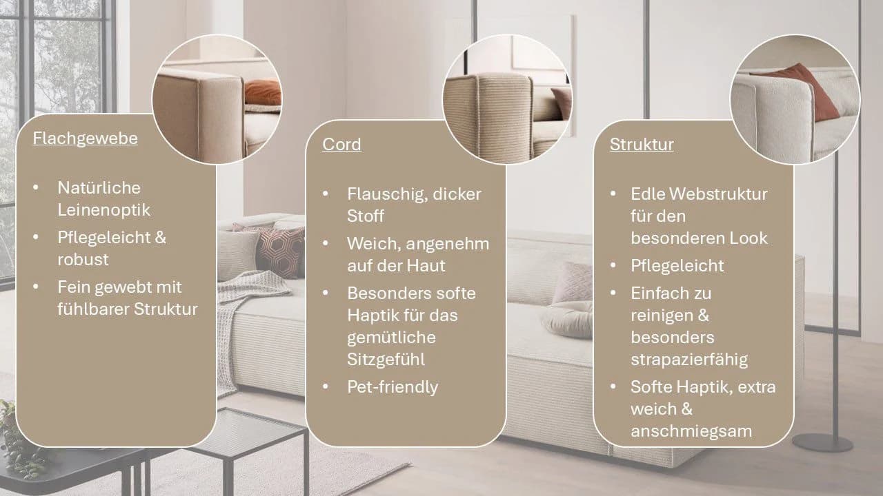 LeGer Home PIARA XXL 3-Sitzer Sofa Cord-Optik Greige