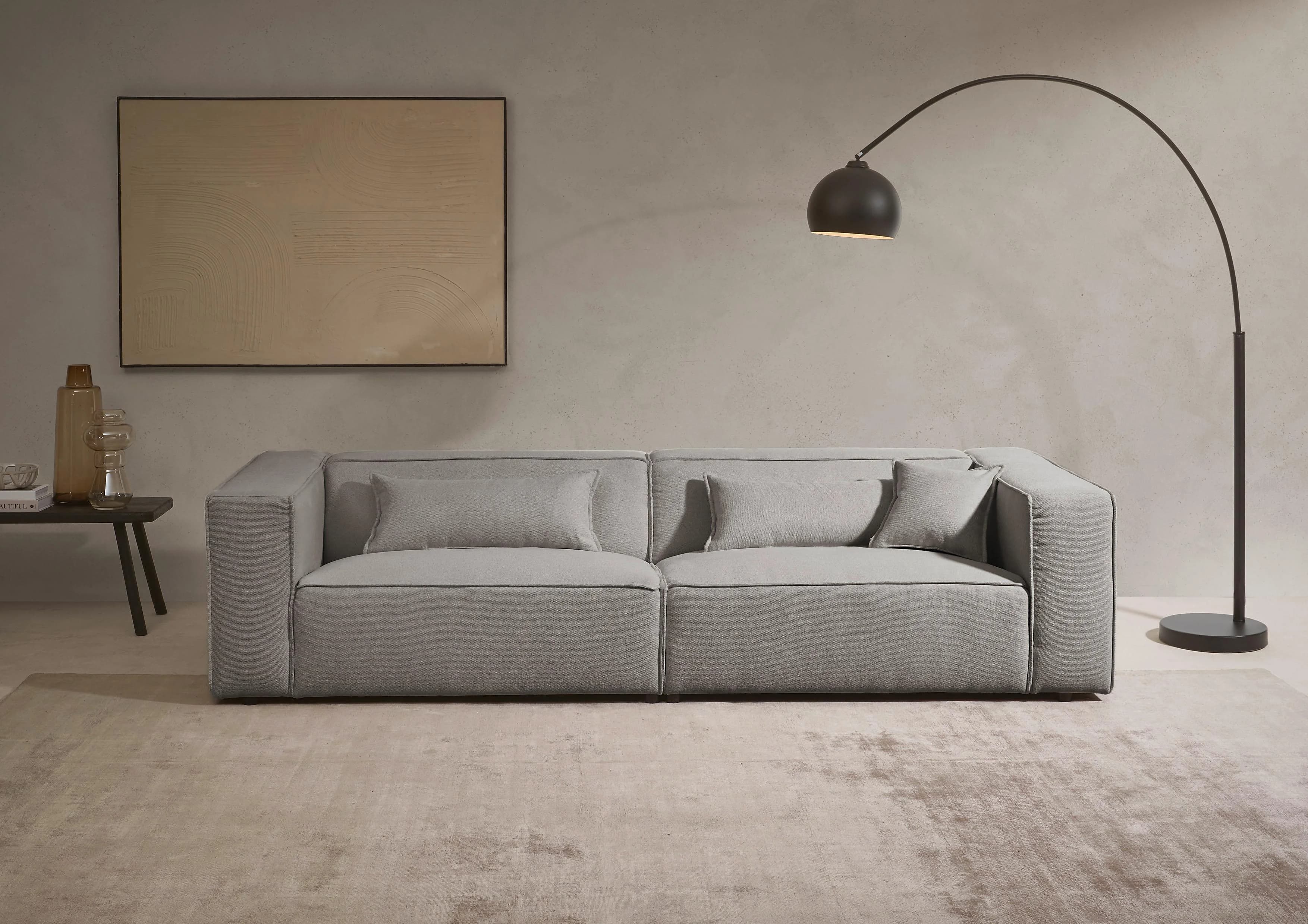 LeGer Home PIARA 3-Sitzer Sofa Anthrazit Strukturstoff