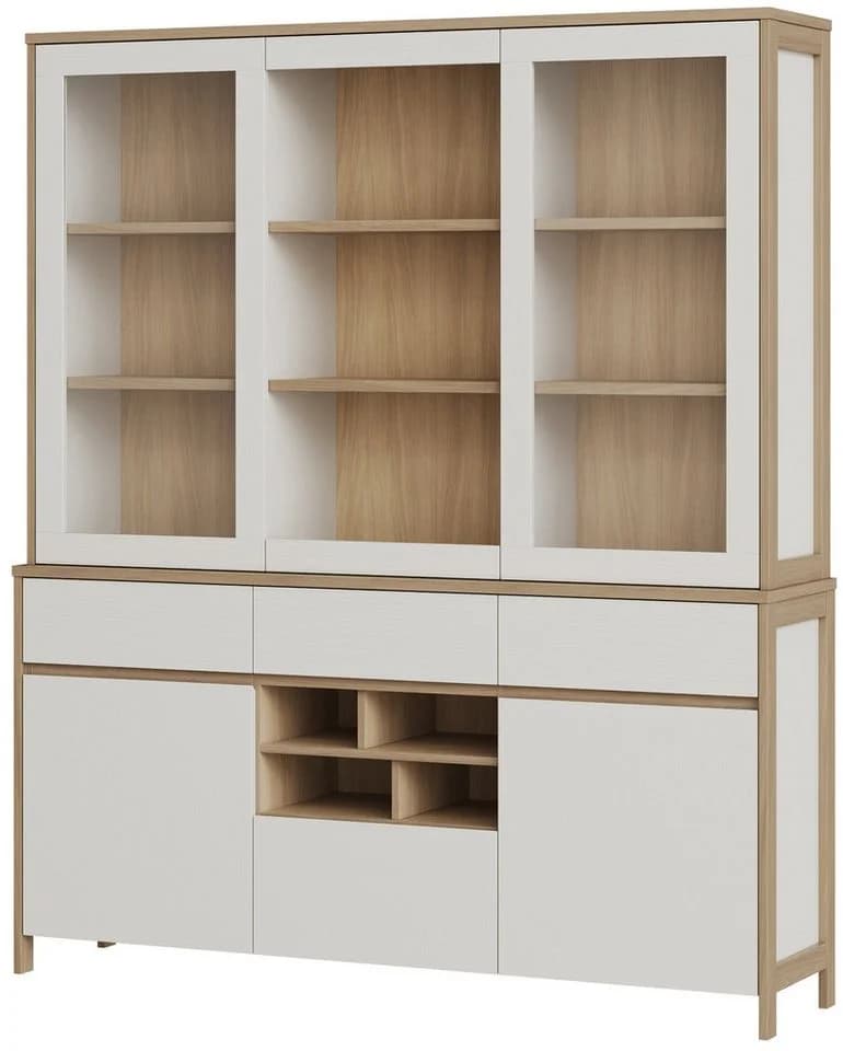 Buffet HOME AFFAIRE Stranda Hochschrank Weiß Skandi Eiche Modern