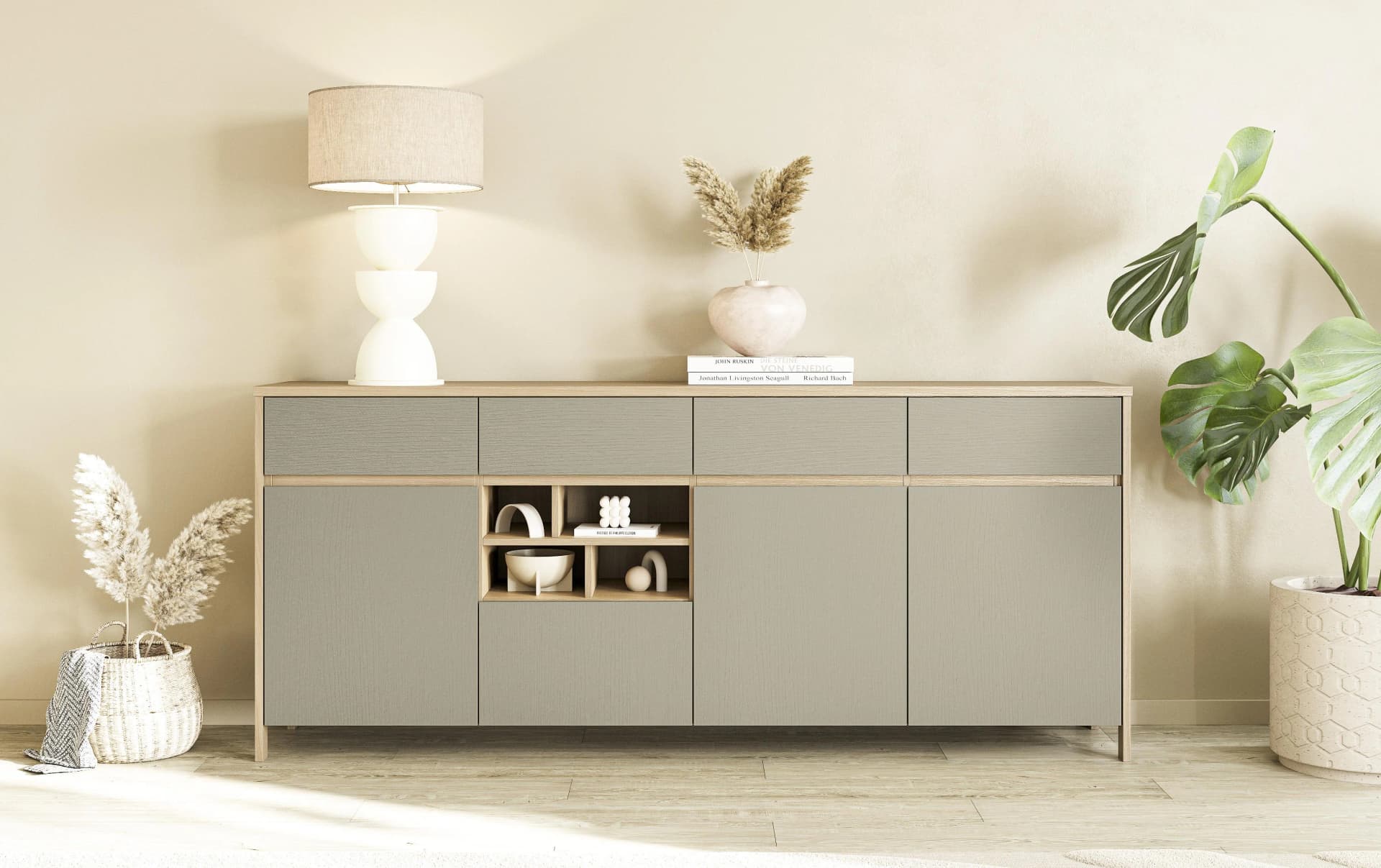 Home Affaire Sideboard Stranda 193 cm breit Eukalyptus Skandi