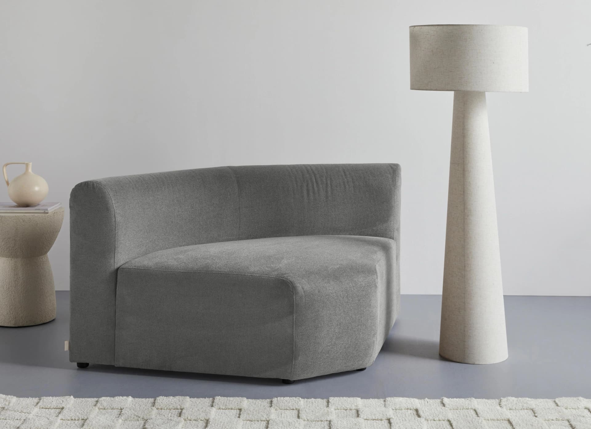 Sofa-Eckelement LYZA mit gerundeter Rückenlehne, Anthrazit, LeGer Home by Lena Gercke