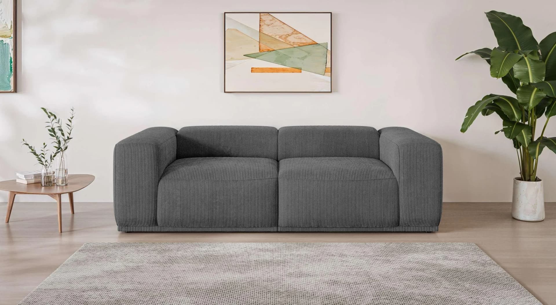 Big-Sofa S.OLIVER EMMERIK Designersofa 3-Sitzer Wellenfederung Cord Anthrazit